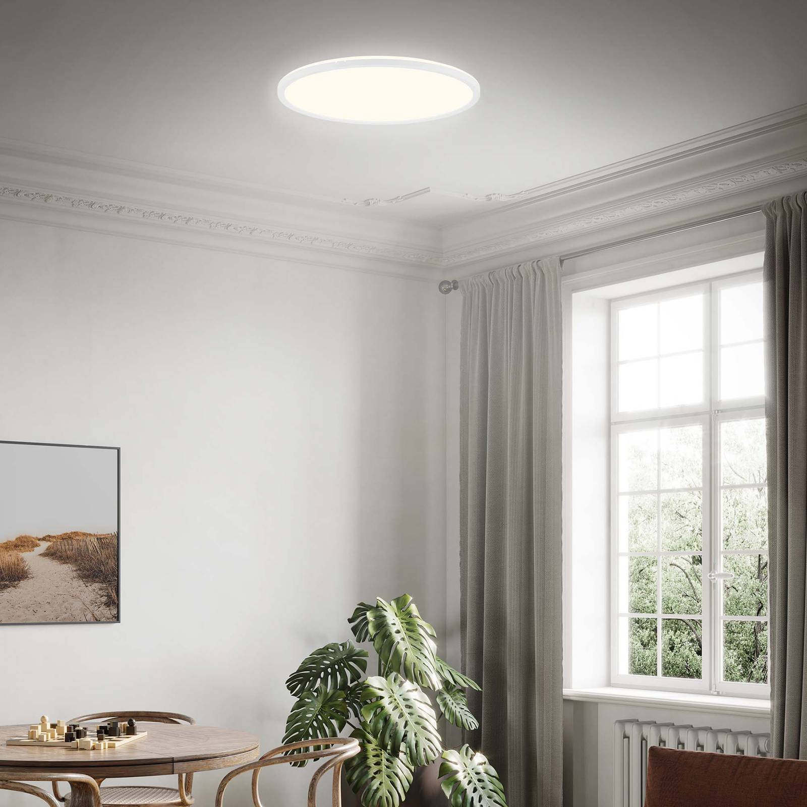 Briloner LED Ceiling Light Slim, White / opal, Hallway, Plastic, Modern, Ceiling Light