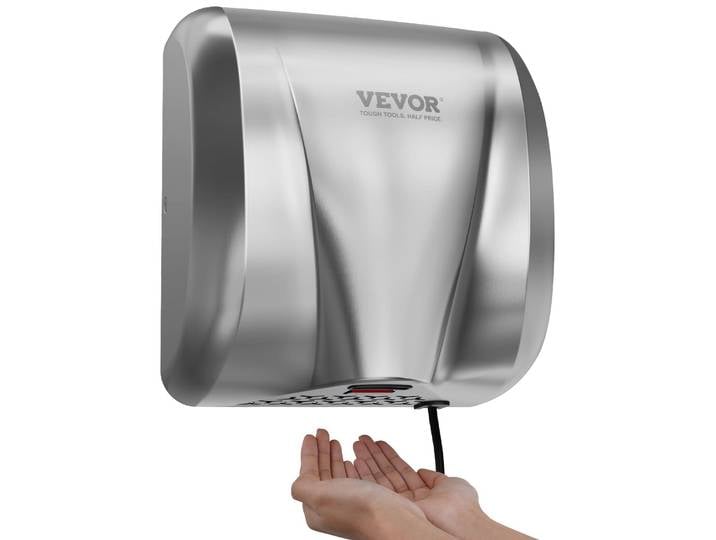 VEVOR Sèche-mains 1300W Sèche-mains électrique 7-10s Temps de séchage Sèche-mains mural commercial Sèche-mains avec filtre HEPA Efficacité de filtration 99\,97% Sèche-mains à air Cuisine Salle de bains Toilette