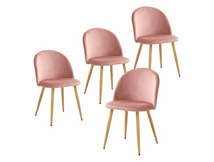 HJhomeheart 2/4/6 Stuhl mit Samt-Esszimmerstuhl-Set für Wohnzimmer, Schlafzimmer, Küche (Rosa-4)