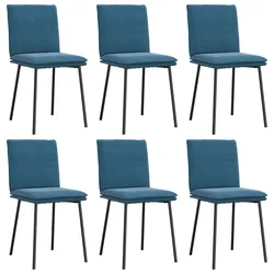 DELUKE Esszimmerstühle VERA 6er Set Blau Samt | Polsterstühle Küchenstuhl Wohnzimmerstühle Essstühle bequem