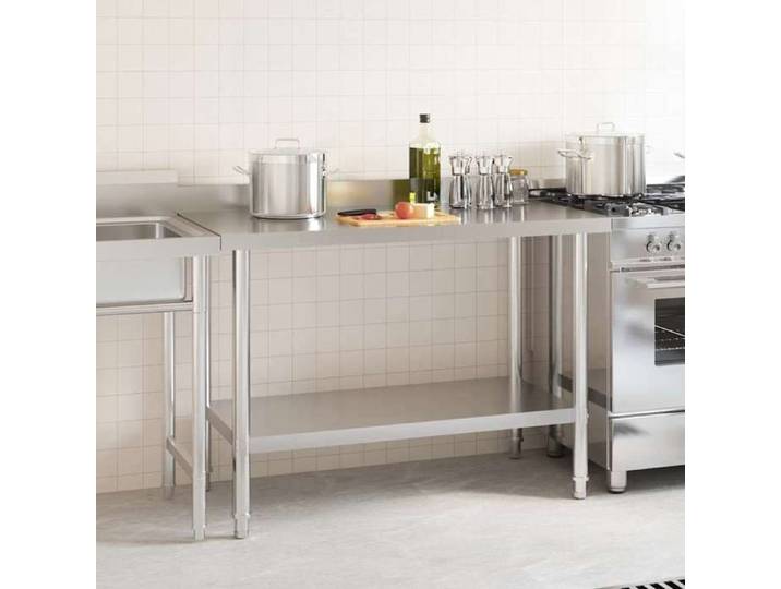 SALE 2026  Résistant et robuste - Table de travail de cuisine avec dosseret 120x60x93cm Inox PRO258027354