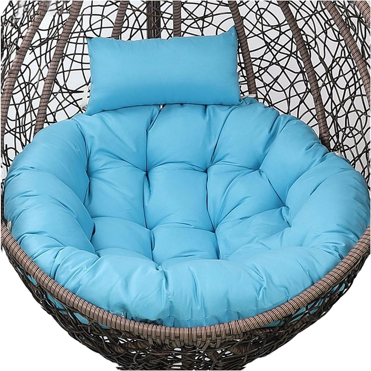 Blauw Eierstoel Kussen - Vervangingskussen voor Hangstoel met 15 cm Dikke Vulling - Diameter: 105 cm