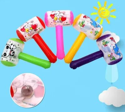 Perfect Picks Market Kids Inflatable Hammer Toy With Bell Fun Inflatable Hammer Toy For Parties Beach And Pool 3pcs Random Colors