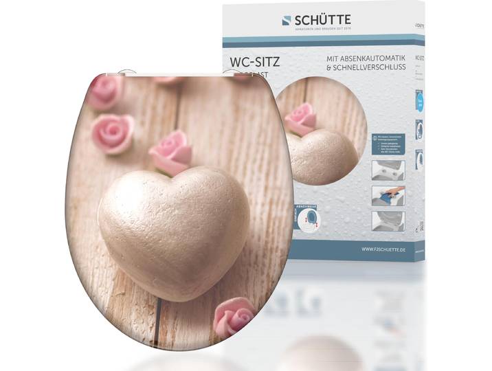 SCHÜTTE Siège de WC ROMANTIC\, siège de WC en duroplast avec fermeture souple et déverrouillage rapide\, siège de WC