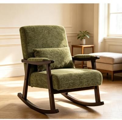 Kodotan sofa Mid Century Modern Accent Chair rocking chair with Solid Wood Frame, Upholstered Living Room Chair, Reading Armchair