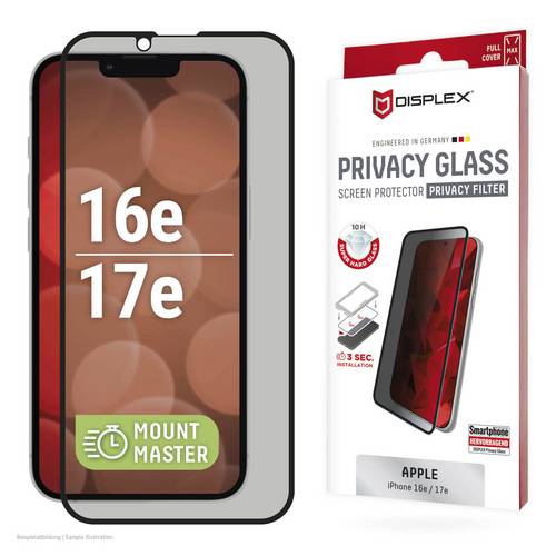 DISPLEX Privacy Glass Displayschutzglas mit Blickschutz Apple iPhone 16e, iPhone 17e 1 St. Seitlicher Blickschutz 02284