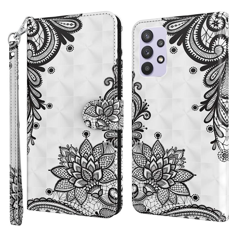 Cover-Discount Galaxy A32 5G - Etui Glitzer Effekt Blumen schwarz (Samsung Galaxy A32 5G) (101232157I)