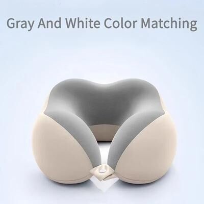 Inspired Living Travel Ready U Shaped Neck Pillow Ergonomic Comfort For Travel & Office Naps gray & White