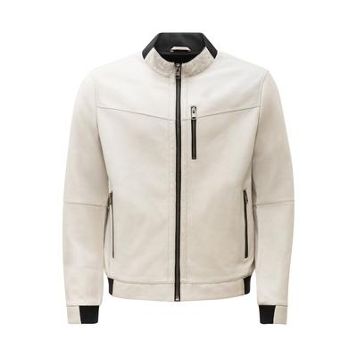 Blouson RICANO "Lederjacke Durano", Herren, Gr. XXL, weiß, Obermaterial: 100% Lammnappaleder LANA. Futter: 100% Baumwolle CO., schmal, hoch geschlossener Ausschnitt, Jacken Blouson, Handgefertigt aus echtem Leder