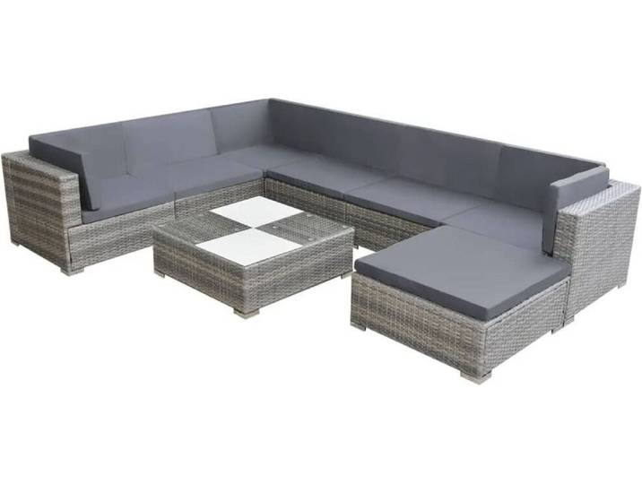 vidaXL Ensemble salon de jardin 24 pièces blanc poly rotin