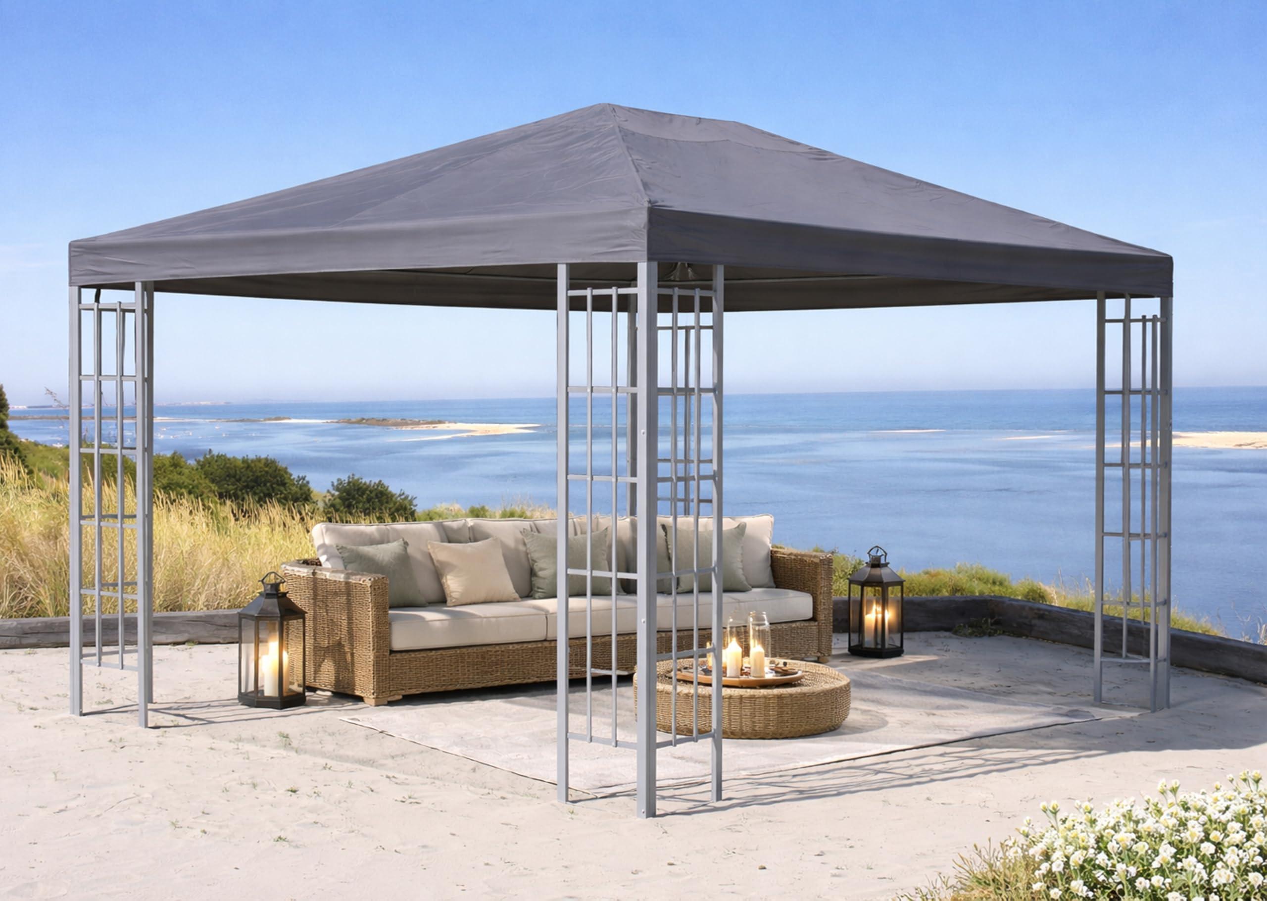 Partyzeltt, Pavillon - 3 x 4 Meter, Anthrazit - 260 g/m² Polyester, PVC-beschichtet - Graues Stahlgestell - Gartenzelt