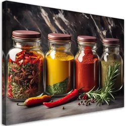 LEINWANDBILD Gewürze im Glas für die Küche 120x80cm