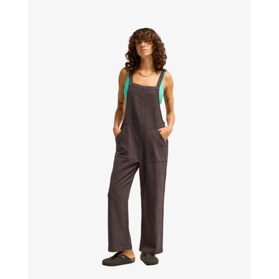 Jumpsuit BILLABONG "PACIFIC TIME", Damen, Gr. XS (34), N-Gr, braun (schwarz sands), Web, Obermaterial: 100% Baumwolle, unifarben, bequem lang, Overalls Jumpsuit, mit aufgesetzten Taschen und im Rücken verstellbaren Trägern