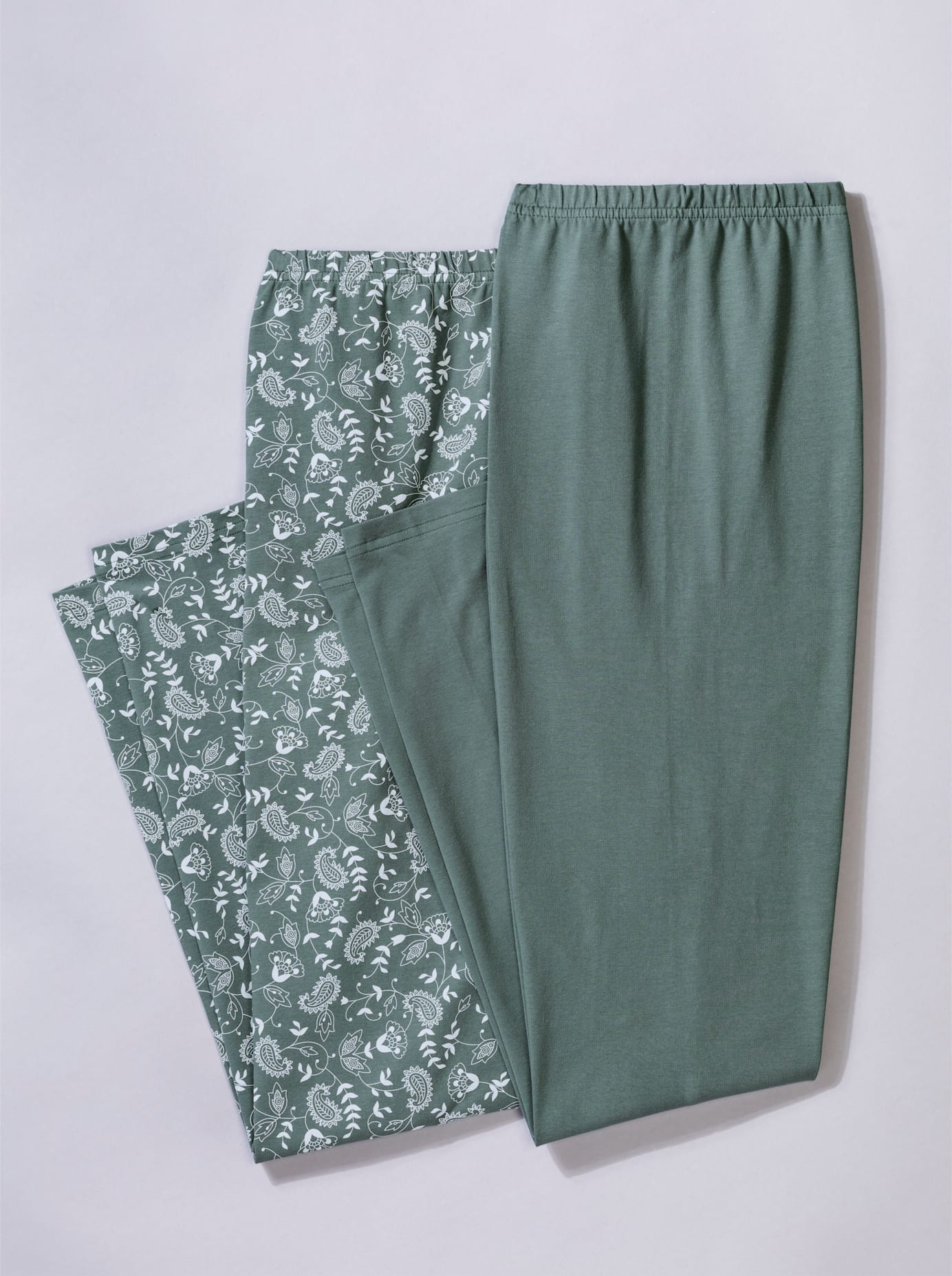 Leggings, Damen, Gr. 44, Normalgrössen, grün (khaki, khaki, bedruckt), 95% Baumwolle, 5% Elasthan, gemustert, mehrfarbig, unifarben, lang, Hosen Leggings khaki, khaki, bedruckt 44, Normalgrössen