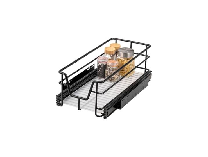 bremermann Teleskopschublade 30 cm mit Einlegeboden, Küchenschublade zum Nachrüsten, Vollauszug mit Teleskop-Schienen, Schrankauszug ideal für Küche, Bad & Schlafzimmer, aus Metall, (Schwarz)