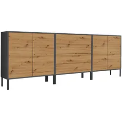 Sideboard Mailand Set 5 Anthrazit/Eiche