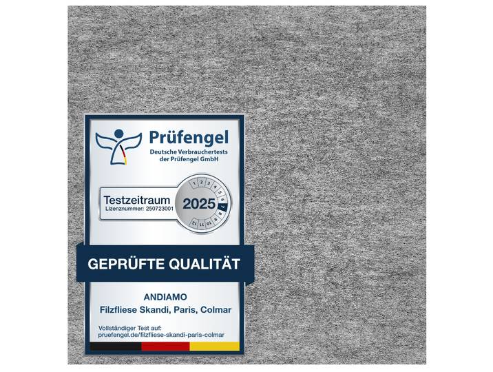 Teppichfliese ANDIAMO Skandi, selbstklebend, Gesamthöhe 4 mm , grau, B:40cm L:40cm, Polypropylen, Teppiche, Teppichfliese, 40x40 cm, 25 Stück (4 qm), 50 Stück (8 qm) oder 100 Stück (16 qm)