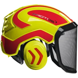 Forstschutzhelm "Integral Forest" grobes Visier G16 - neongelb/rot