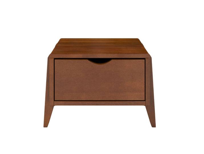 Visby Massivholznachttisch Sopot mit Schublade, Buche - lackiert, Nussbaumfarbe, Walnussfarben, Buchenholz, 45x32x35 cm, Schlafzimmer, Nachtkästchen