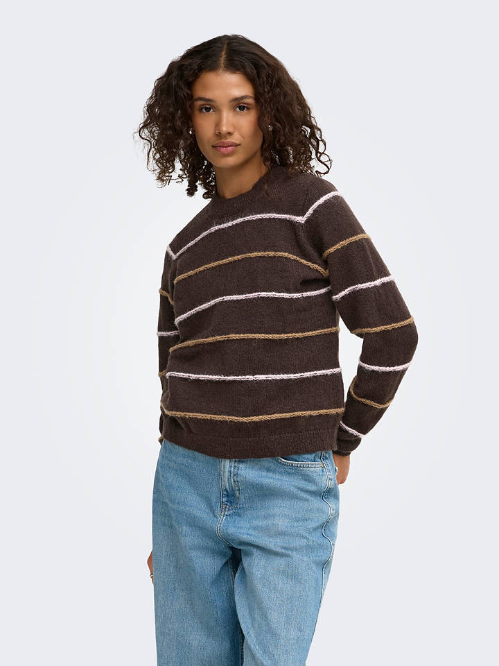 JDY Pullover "Sigrid" in Dunkelbraun - L