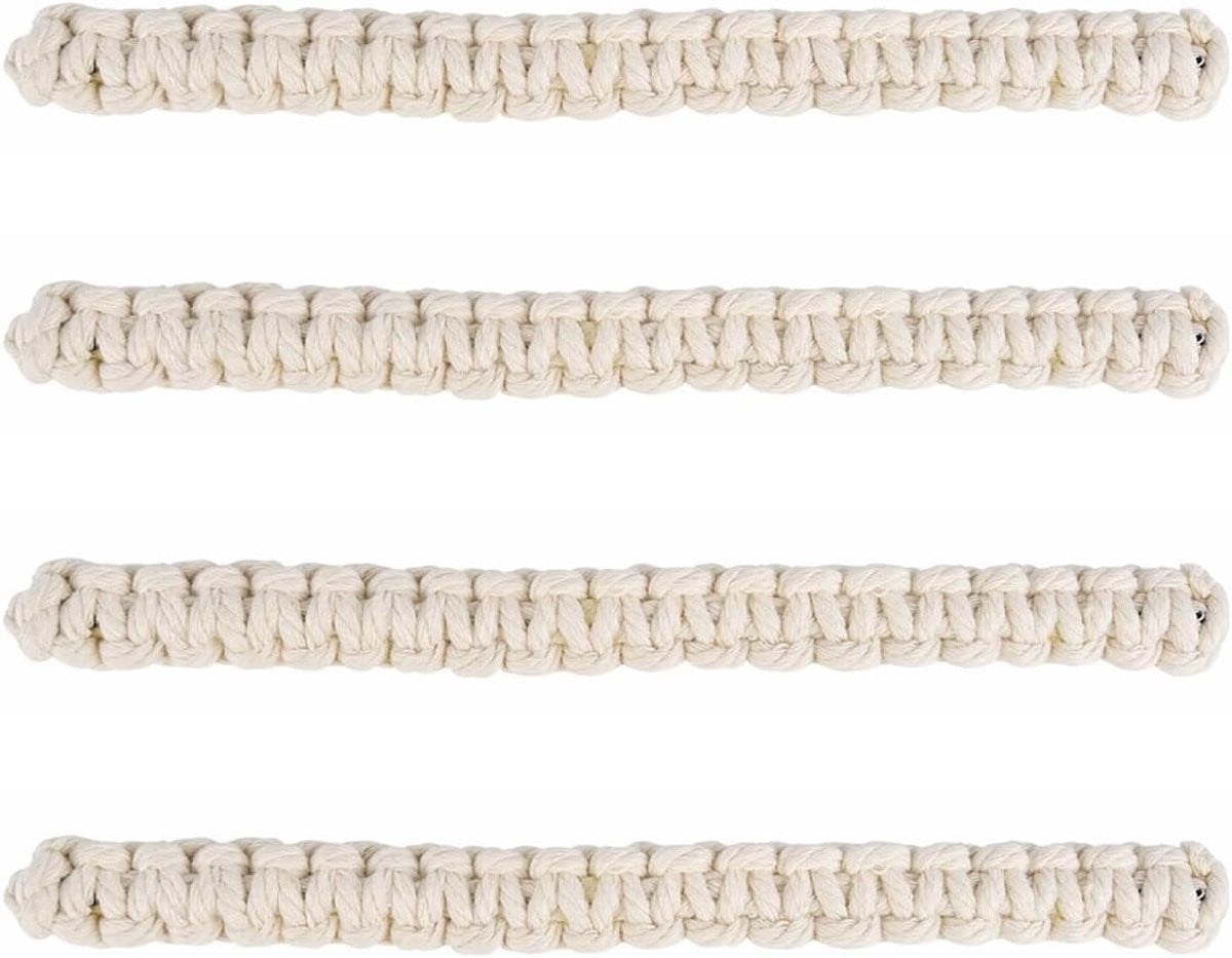 Set van 4 handgeweven beige gordijnhouders voor raambekleding