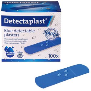 Detectaplast Pflaster X Ray Röntgenpflaster, 100 Strips, wasserfest, sensitiv, atmungsaktiv, detektierbar, 7,2 x 2,5cm