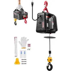 VEVOR Elektrische Seilwinde, 500 kg Tragkraft, 2-in-1 Elektro-Seilzug, 1500 W, Hebezug 7,6 m Hubhöhe, 5 m/min Hubgeschwindigkeit, mit manueller & drahtloser Fernbedienung für Fabrik, Lager & Garage