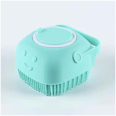 Universal Stock Silicone Pet Bath Brush & Massage Grooming Scrubber For Dogs And Cats square Blue