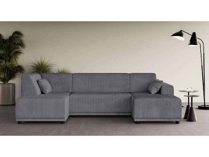 Wohnlandschaft HOME AFFAIRE TAMMO , grau, B:296cm H:80cm T:162cm, 100% Polyester, Sofas, Wohnlandschaft, U-Form