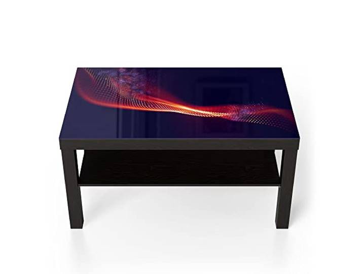 DEQORI Glastisch schwarz groß 90x50 cm Motiv Gepunkteter Farbeffekt ausgefallener Beistelltisch aus Glas Hochglanz Couchtisch fürs Wohnzimmer moderner Couch Tisch mit Design