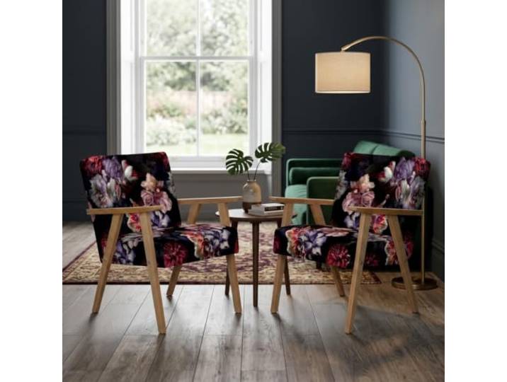 Family Meble 2er-Set Sessel Soler Flowers – 2 Retro-Sessel im Vintage-Stil mit Stoff-Bezug – Rosa · 3