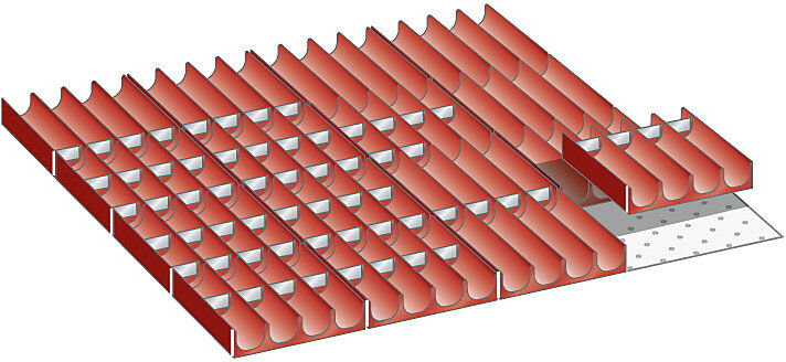 Schubladeneinteilungsmaterial-Set, Mulden, für Fronthöhe 50 mm, 86-teilig LISTA