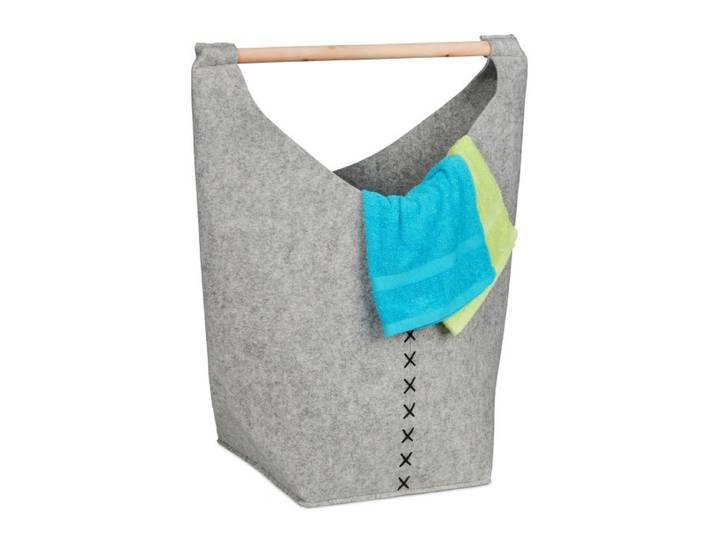 Relaxdays Vilten wasmand met handgreep