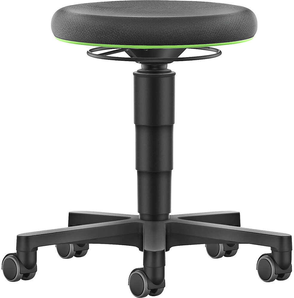 Hocker Allround, mit Rollen, Supertec, Farbring grün bimos