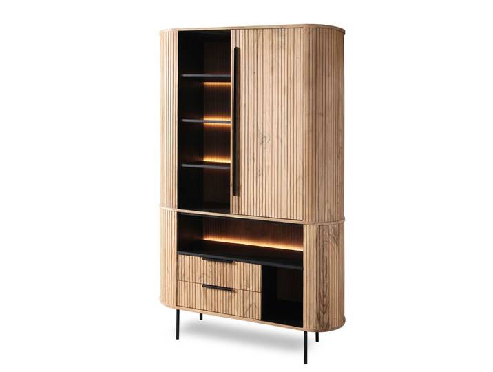Schrank mit Beleuchtung 118cm 'Atlantic' Akazie massiv