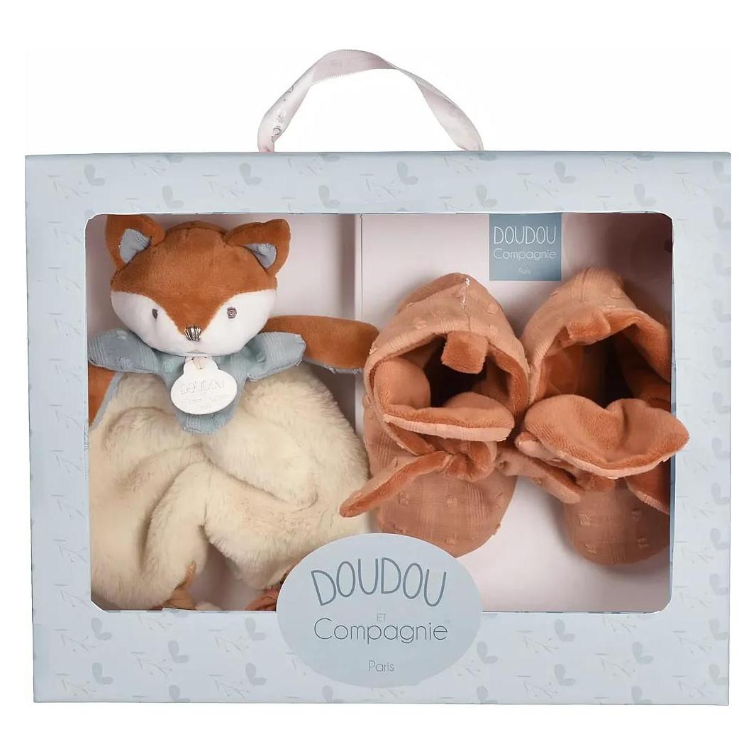 Doudou et Compagnie Timo Geschenkset Schmusetuch und Schuhe 18cm (18 x 19 cm) (DC4696)