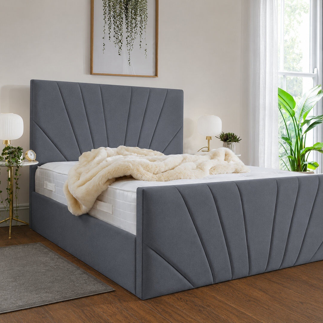Brayden Studio Ebenezer Chappory Storage Bed Charcoal Kingsize (5')