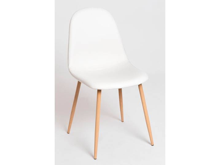 4er Set Teok Kunstleder Stühle - Weiß