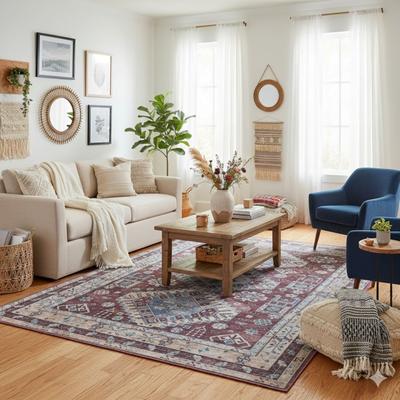 Amer Rugs Alaska Machine-Washable Vintage Boho Medallion Area Rug