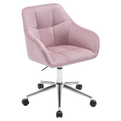MODFU Bürostuhl Samt Rosa, höhenverstellbar und 360° drehbar