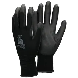 ECD Germany 1 Paar Arbeitshandschuhe PU-Beschichtet Größe 10-XL Schwarz Atmungsaktiv Rutschfest Robust Montagehandschuhe