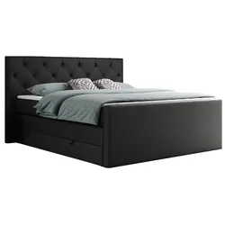 BOXSPRINGBETT KING VELEN 180/200 Schwarz Kunstleder - H3
