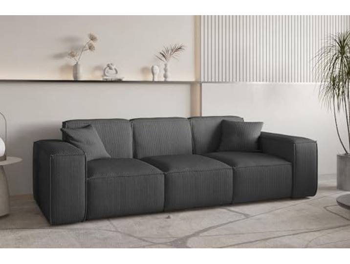 Sofa Designersofa CELES PREMIUM 3-Sitzer in Stoff Scala (Anthrazit)