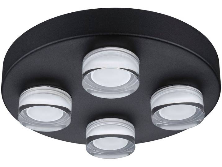 PAULMANN LED Deckenleuchte Selection Bathroom Wand-/Deckenleuchte Kame IP44 Signalschwarz 4er , schwarz, 4, Ø 25cm H: 6cm, 1 Stk., Leuchten, LED Deckenleuchte