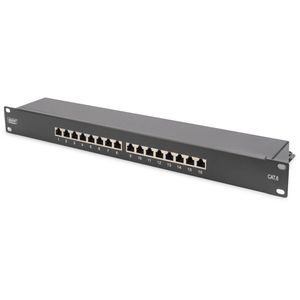 Digitus Patchpanel DN-91616S-B, Cat 6, 19 Zoll, 1HE, schwarz, geschirmt, mit 16 Ports