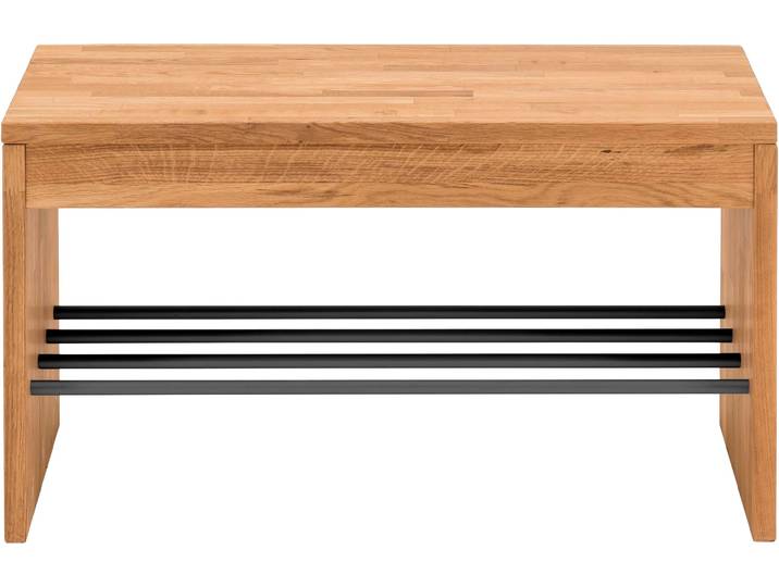 Schuhbank HOME AFFAIRE Dura , braun (wildeiche), B:82cm H:45cm T:40cm, Aluminium, Massivholz, Sitzbänke, Schuhbank, aus massiven Wildeichenholz oder Buche, Breite 82 cm