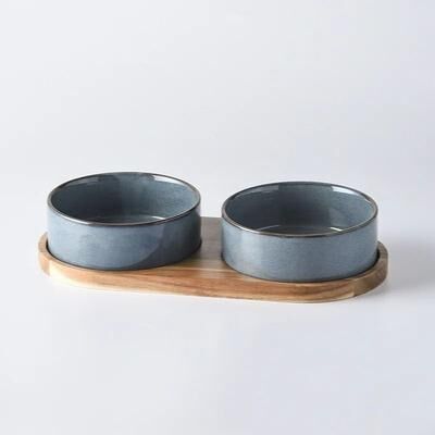 Uplift Essentials Anti Rollover Ceramic Spine Protection Bowl double Bowl Suit Grey l