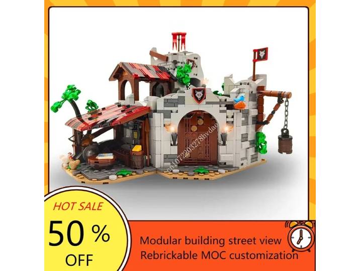 1605 pièces personnalisé MOC médiéval Wolfpack Den château cour modèle technologie Puzzle personnalisé bricolage jouets cadeaux de vacances