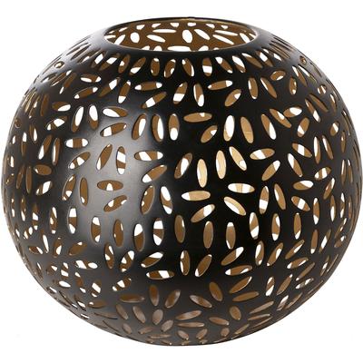 Windlicht FINK "DARIA", schwarz, H:20cm Ø:24cm, Eisen, Kerzenhalter, Windlicht, Kerzenhalter aus Eisen, pulverbeschichtet, mit Cut-Outs