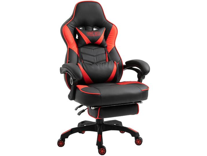 CLP Chefsessel Lederlook schwarz/rot, Rot, Schwarz, Kunststoff, 67x120x69 cm, Büromöbel, Bürostühle, Gaming-Sessel